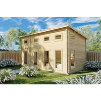 Blockbohlenhaus mit Schlafboden “Schweden Q” 7x4m | Skandinavisches Blockhaus mit Schlafboden | Modernes Holzhaus | Fertighaus mit Schlafboden online kaufen