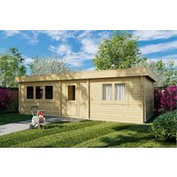 Blockhaus mit einem Schlafzimmer “Holiday I” 9x5m | Großes Blockhaus als Ferienhaus kaufen | 5x9m großes Ferienhaus aus Holz mit Schlafboden online kaufen