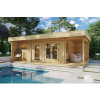 Ferienhaus mit Sauna “Hansa Lounge XXL” 8x5m | Großes Ferienhaus mit Sauna | Saunahaus mit Flachdach | Blockhaus mit Sauna mit Sonnendach, mit Terrasse, mit Sauna online kaufen