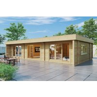 Blockhaus mit zwei Schlafzimmern “Holiday S1” 12x7m | Blockhaus aus Holz | Blockbohlenhaus im Garten | Holzhaus als Sommerhaus online kaufen