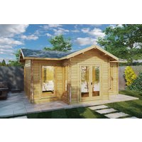 Ferienhaus “Eamon” 6x4m | Großes Ferienhaus mit 4x6m Außenmaß | Ferienhaus aus Holz mit Satteldach | Großes Blockhaus online kaufen