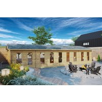 Blockbohlenhaus “Konferenzraum” 14x7m | Blockhaus-Klassenzimmer oder Konferenzraum - 93m² | Fertiges Ferienhaus online kaufen
