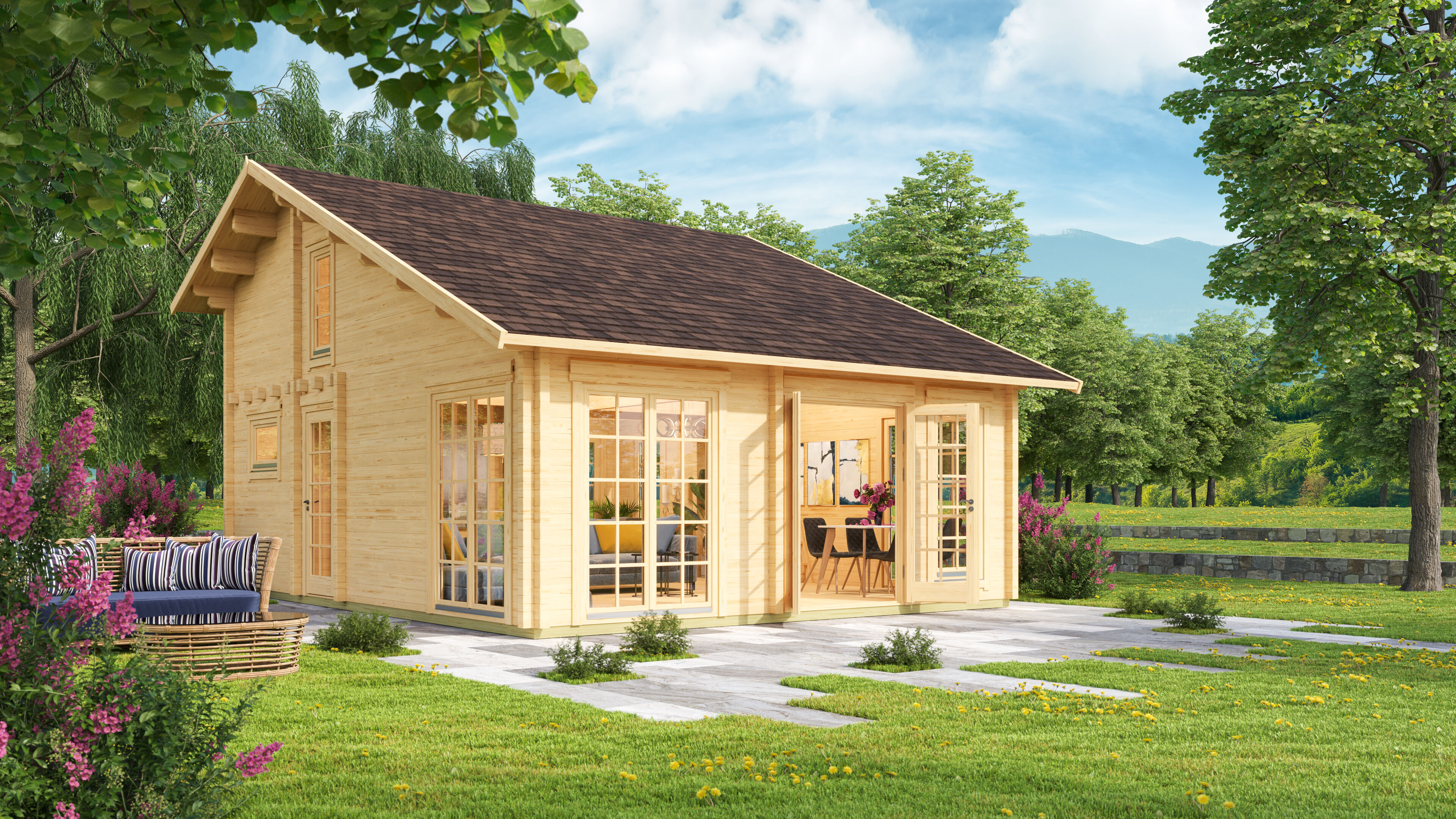 26 % reduziert! Ferien- und Freizeit Haus Modell List 90 aus Holz 6x4m online kaufen