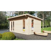 Kleines Ferienhaus-Holzhaus “Mia 2” 5x3m | 3x5m großes Ferienhaus aus Holz | Holzhaus mit 44mm Wandstärke