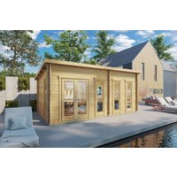 14 % reduziert!Ferienhaus “Liam” 6x3m | Modernes Gartenblockhaus 16m² | Ideales Homeoffice, Fitnessraum oder Spielzimmer | Flachdach-Ferienhaus