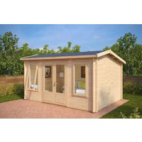 Gartenbüro aus Holz “Eva D” 4x3m | Luxuriöses Ferienhaus 12m² | Holzblockhaus