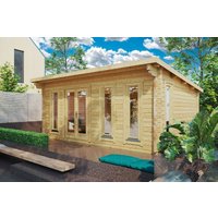 12 % reduziert!Pultdach-Ferienhaus “Barbados” 5x4m | Großer Gartenhobbyraum 21m² | Geräumiges, hochwertiges Blockhaus