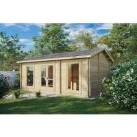 Kleines Blockhaus mit einem Schlafzimmer “Schweden C” 6x4m | Großes Ferienhaus 5x7m | Blockhaus | Blockbohlenhaus mit Schlafboden