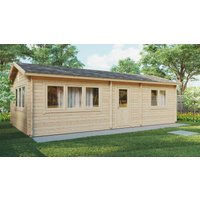 Blockhaus mit Schlafzimmer “Hansa Holiday H” | Großes Blockhaus als Ferienhaus kaufen | Blockbohlenhaus als Sommerhaus kaufen mit Schlafboden