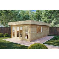 Blockhaus mit Schlafzimmer und Duschraum “Stefan 3” 4x7m | 1 Schlafzimmer Holzhaus 30m²