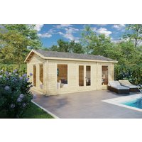 Ferienhaus mit Toilette “Schweden A” 6x4m | Großes Ferienhaus 4x6m mit Satteldach | Blockhaus mit Badezimmer | Blockbohlenhaus