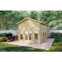 Blockbohlenhaus mit Schlafboden “Stefan 1” 4x7m | Blockhaus mit Schlafboden | Blockbohlenhaus mit Mansarde | Holzhaus im Garten mit Schlafboden