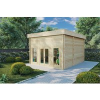Ferienhaus “Golfsimulator 2” 5x6m | Heim-Golfsimulator aus Holz | Blockhaus mit 5-jähriger Werksgarantie