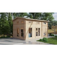 Blockhaus mit Schlafboden “Schweden B” 6x4m | Großes Ferienhaus 4x6m | Blockhaus | Blockbohlenhaus | Ferienhaus kaufen mit Schlafboden