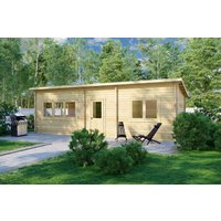 Blockhaus “Holiday J” 9x5m | Großes Blockhaus als Ferienhaus kaufen | Großes Blockbohlenhaus als Sommerhaus kaufen mit Schlafboden