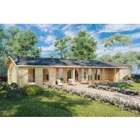 Großes Blockhaus mit 3 Schlafzimmern “Holiday L” 18x7m | Ferienblockhaus mit drei Schlafzimmern, 96 m² | Blockhaus aus Holz mit Schlafboden