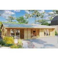 Blockhaus mit zwei Schlafzimmern “Holiday S2” 12x7m | Blockhaus mit 2 Schlafzimmern kaufen | Blockbohlenhaus als Ferienhaus kaufen