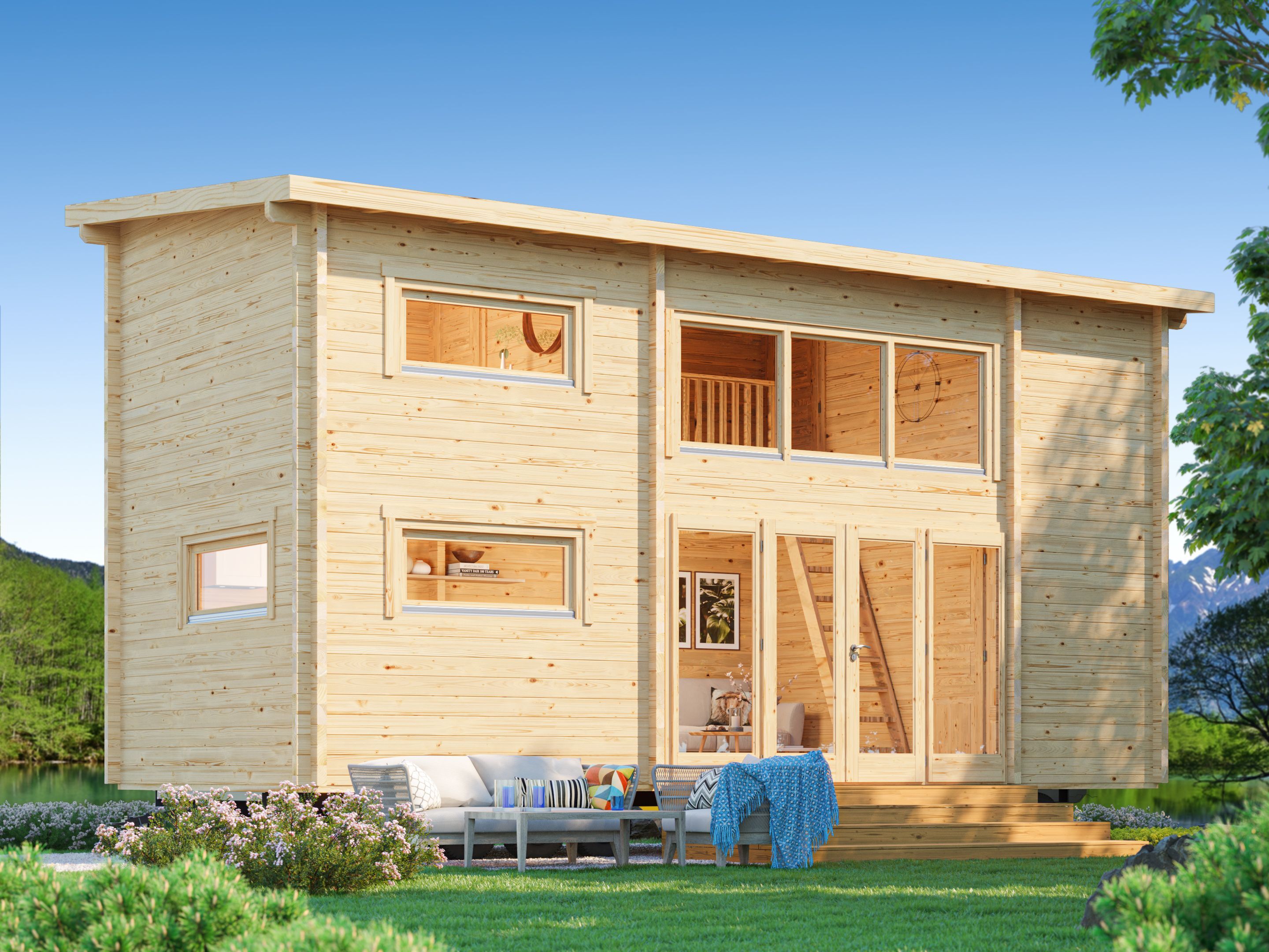 26 % reduziert! Fjordholz Tiny Holzferienhaus Modell Dream Big 70 A 6x4m