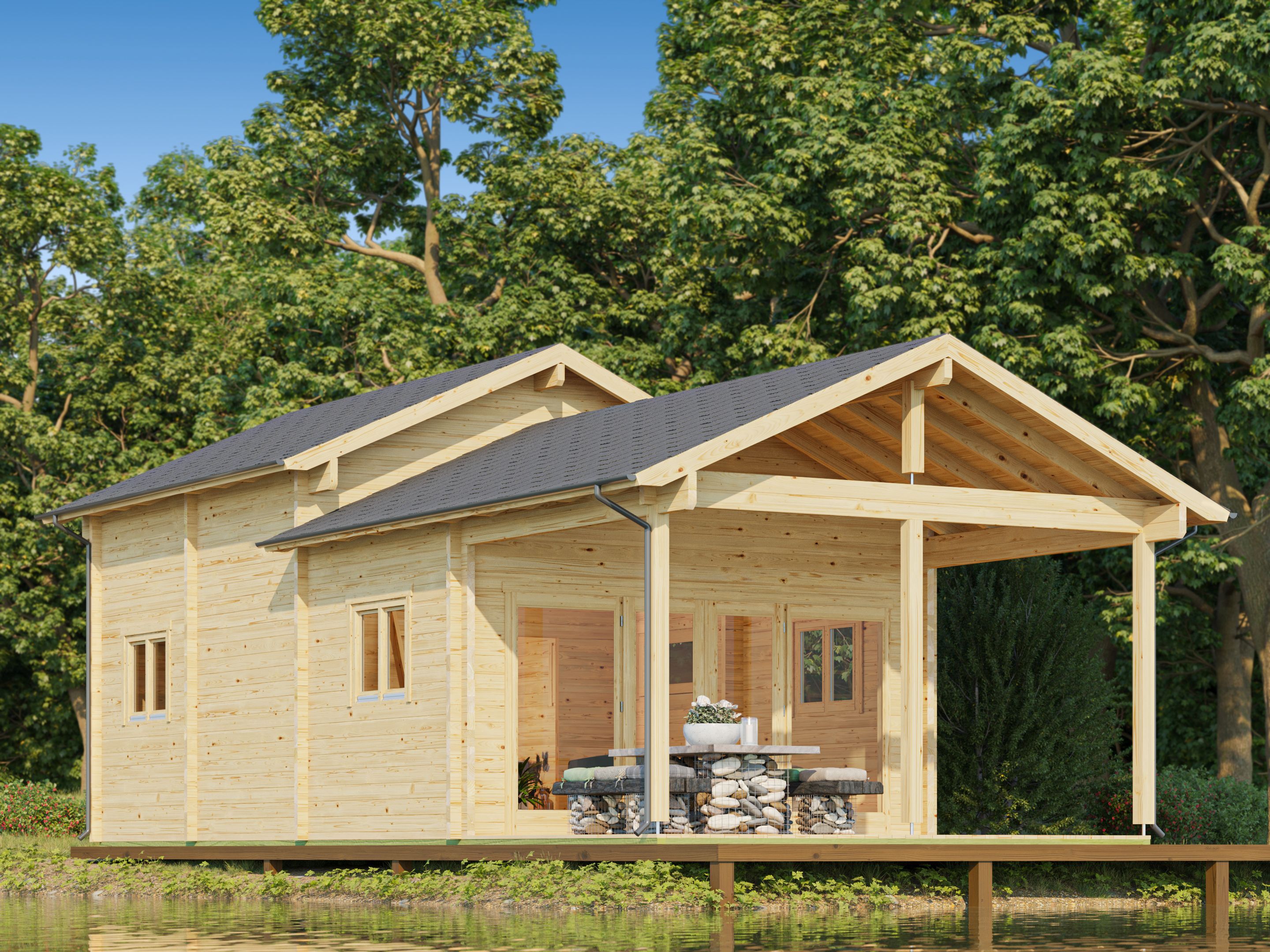 10 % reduziert! Fjordholz Holzferienhaus Modell Lake House 70 A 6x4m