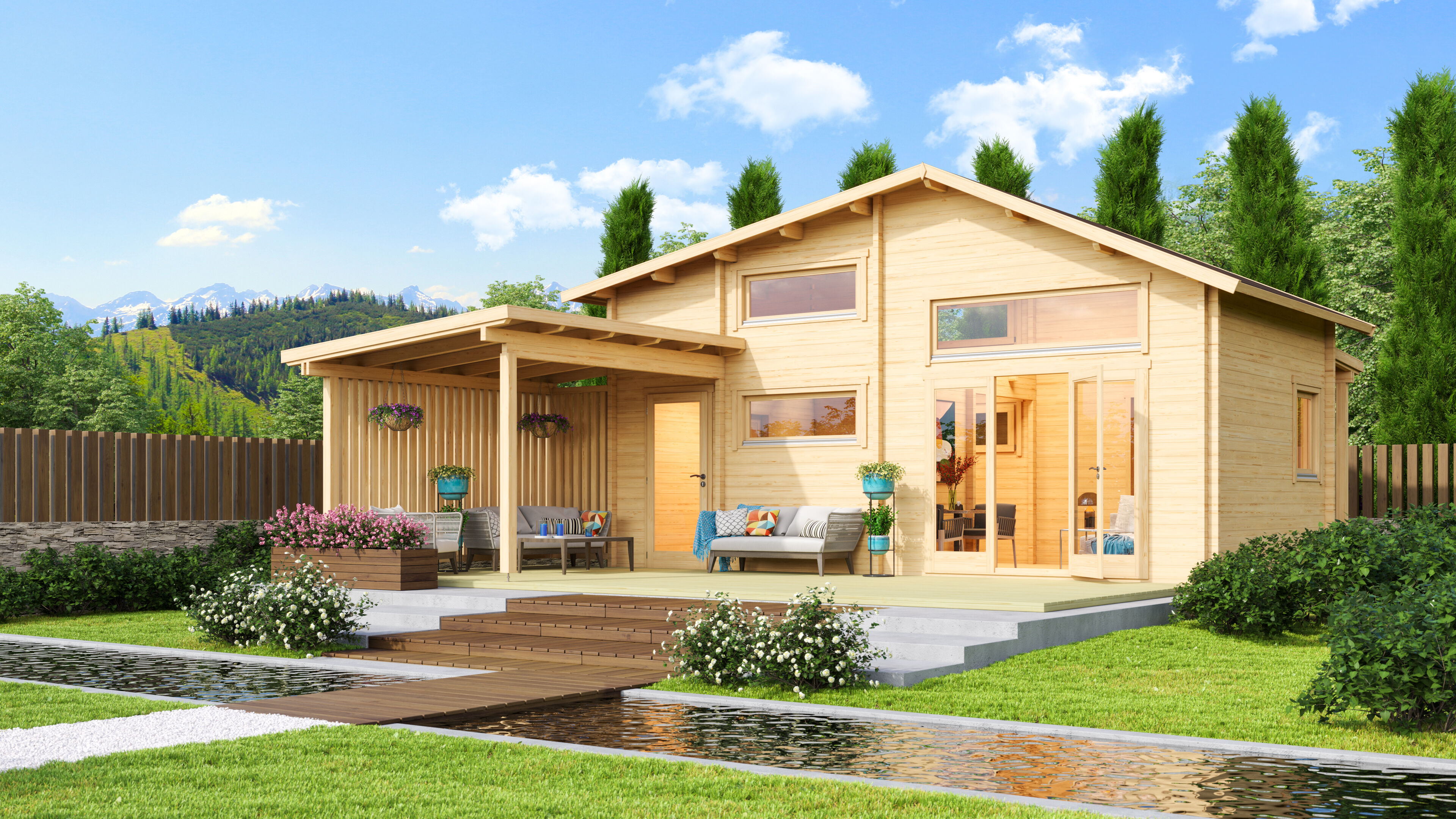 26 % reduziert! Fjordholz Ferien- und Freizeit Haus Modell Montrea 8x6m