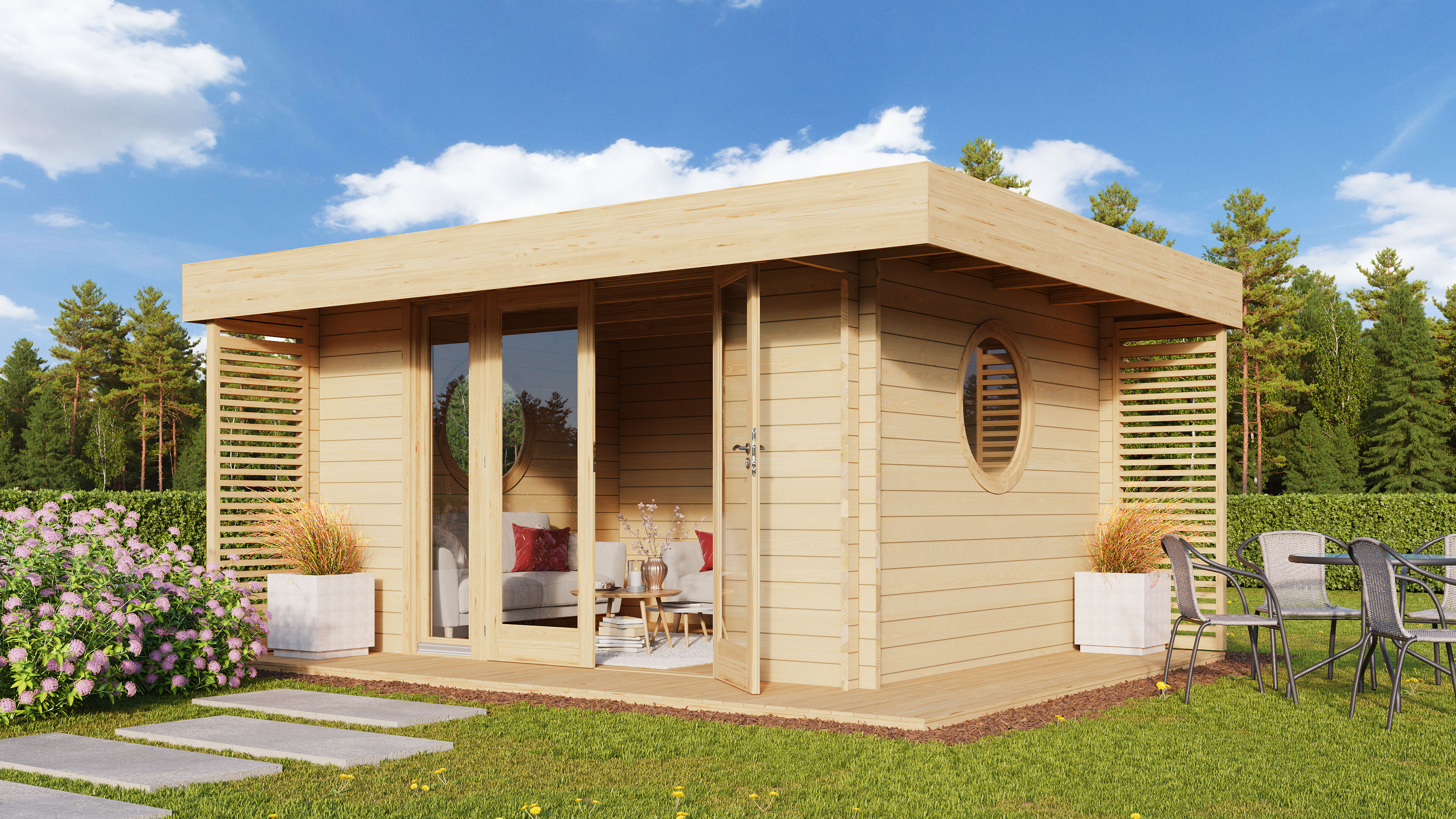 26 % reduziert! Fjordholz Gartenlounge Modell York 44 5x3m
