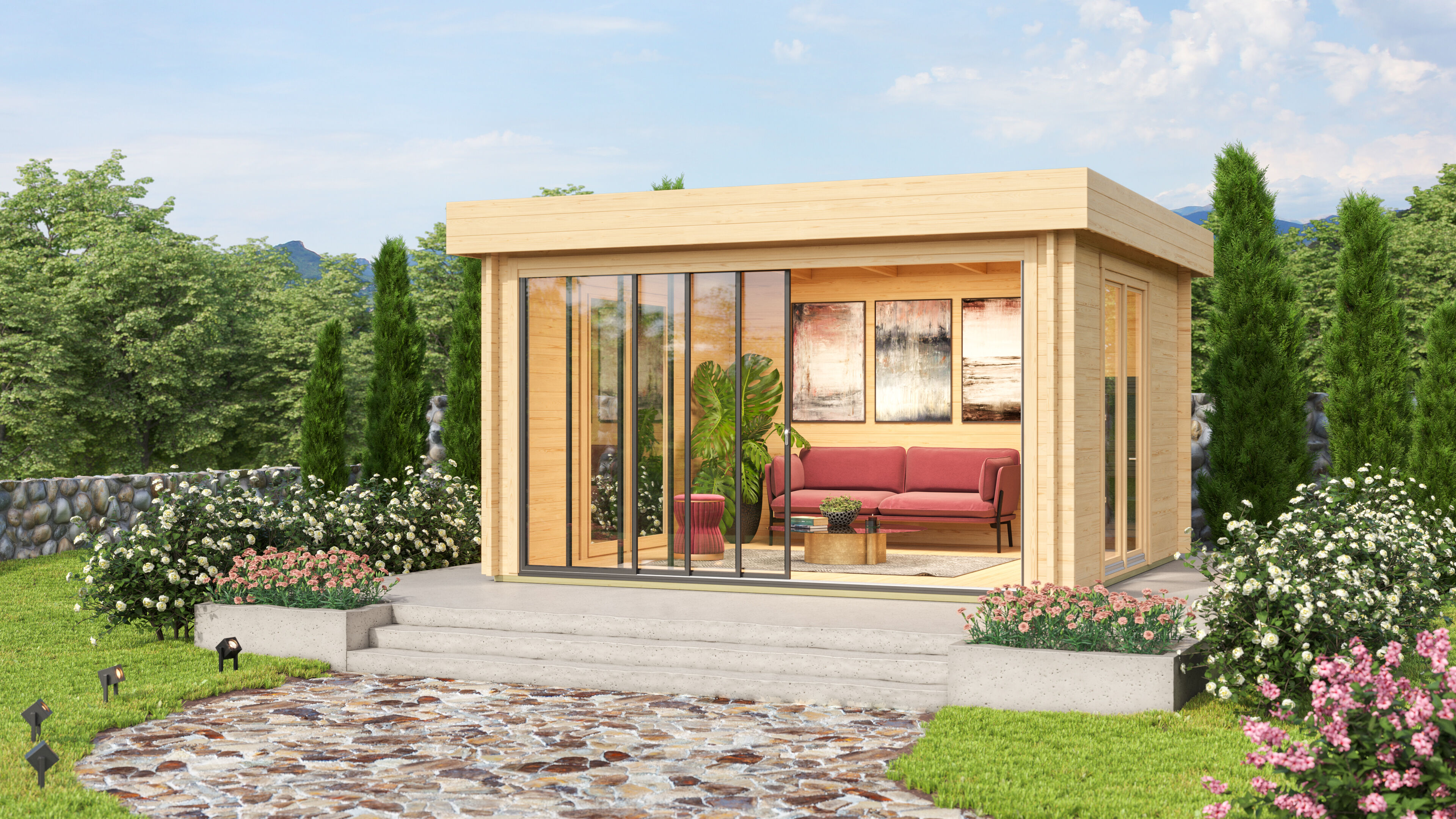 26 % reduziert! Fjordholz Holzferienhaus Alu Concept Lounge 44 A 5x3m