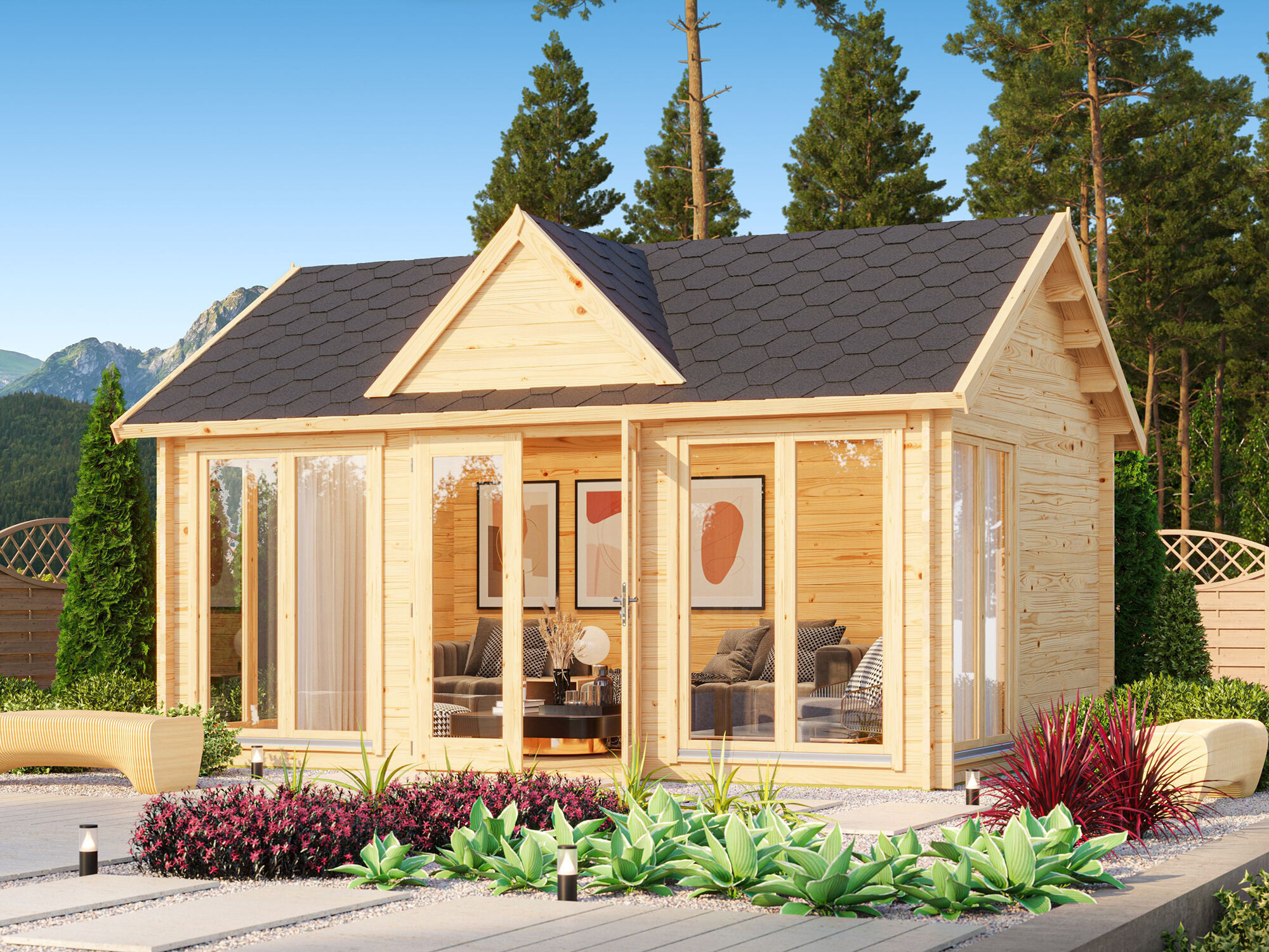 26 % reduziert! Fjordholz Holzferienhaus Modell Teehaus Wakefield 70 6x4m
