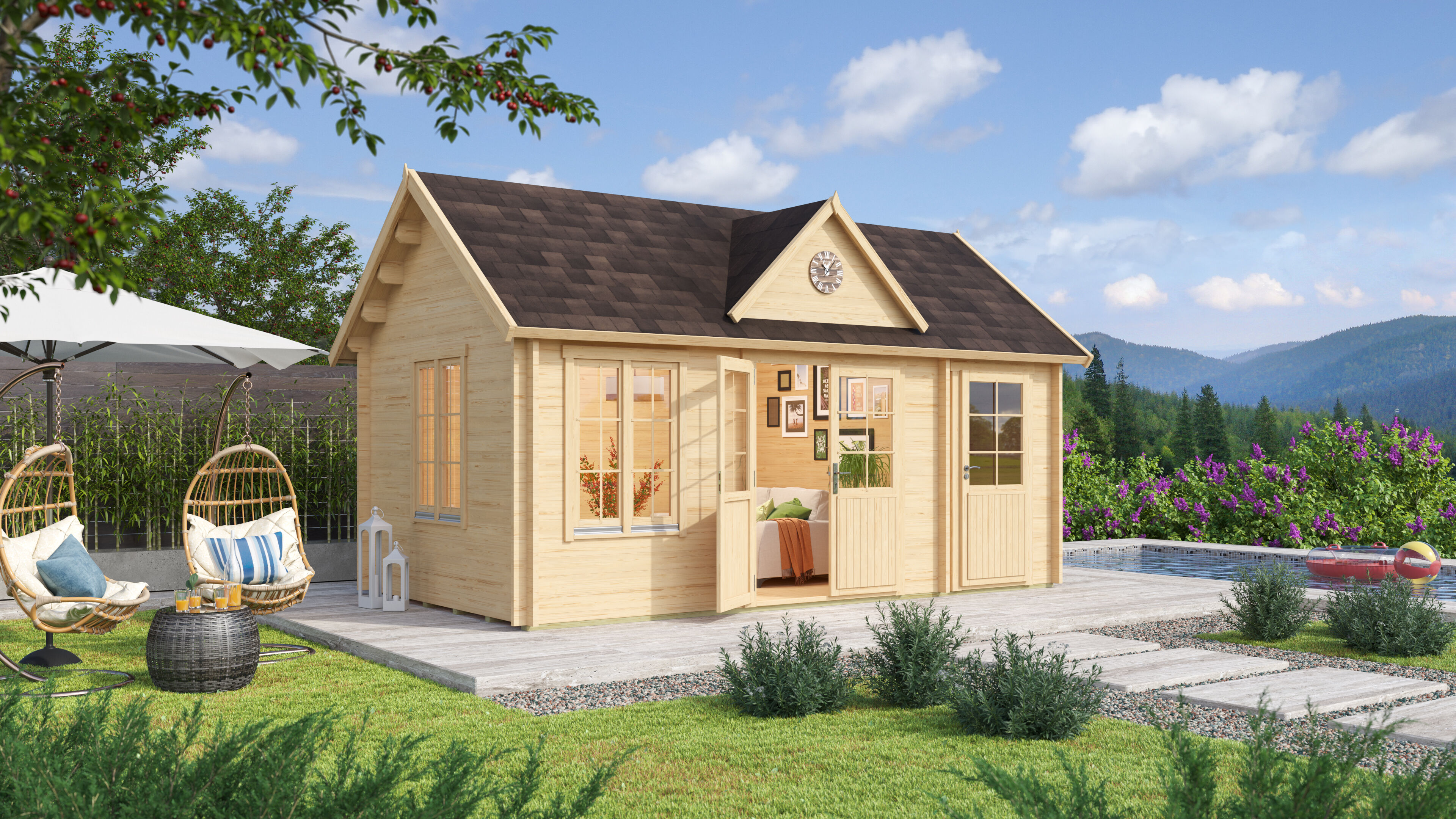 26 % reduziert! Fjordholz Holzferienhaus Modell Teehaus Bradford 44 5x4m