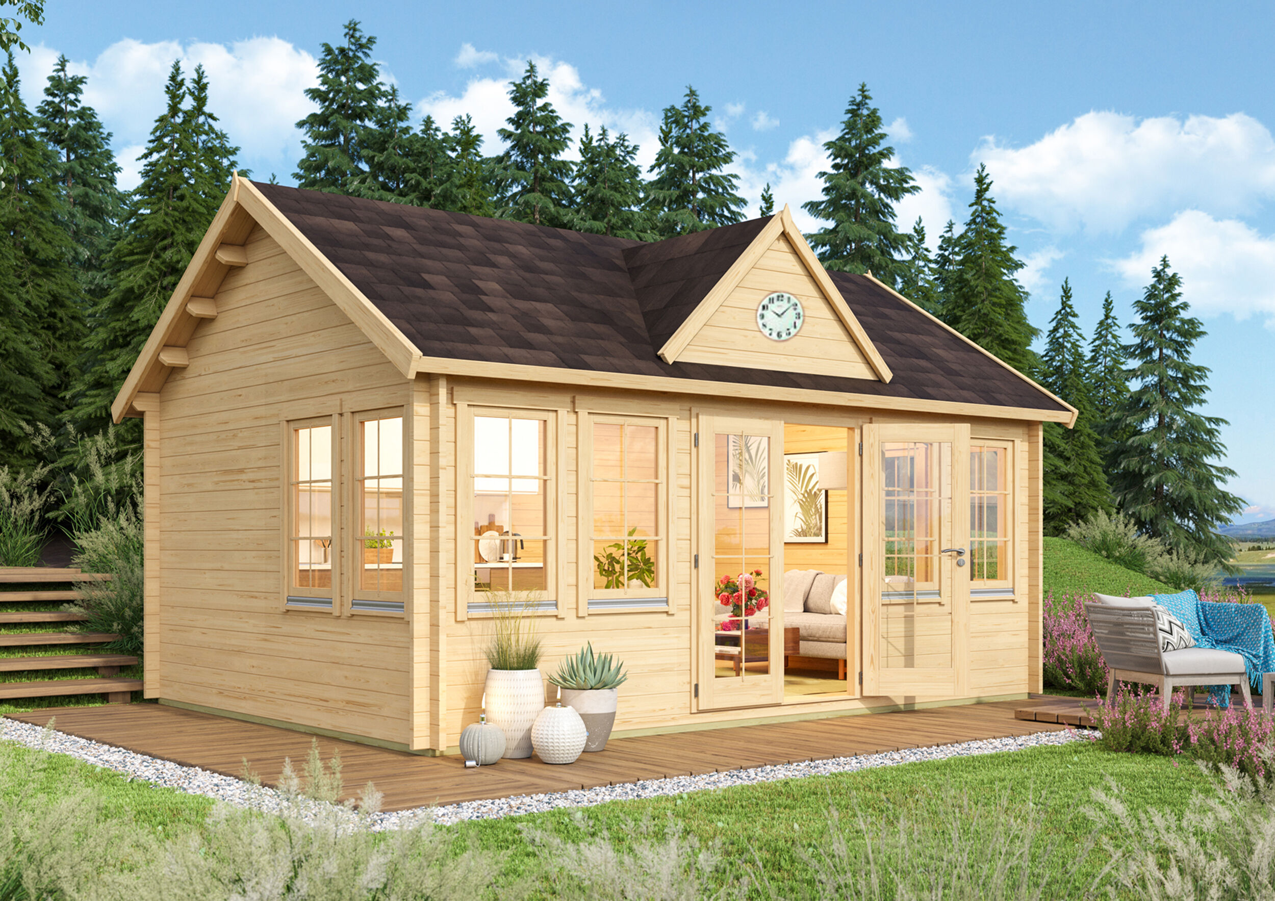 26 % reduziert! Fjordholz Holzferienhaus Modell Teehaus Leeds 70 6x4m