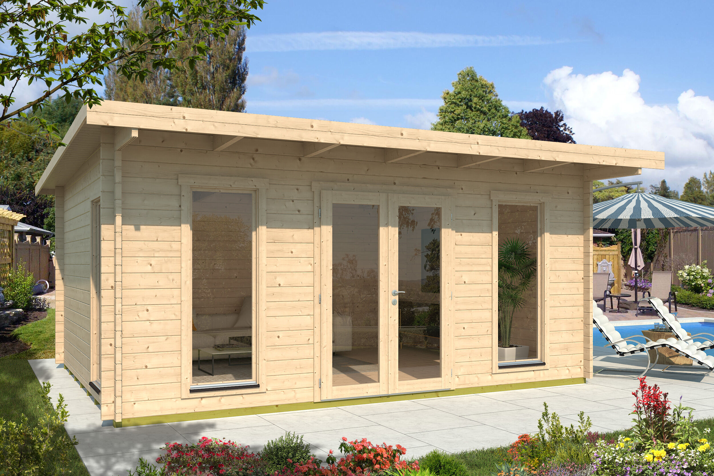 26 % reduziert! Fjordholz Gartenlounge Modell Nils 44 6x4m
