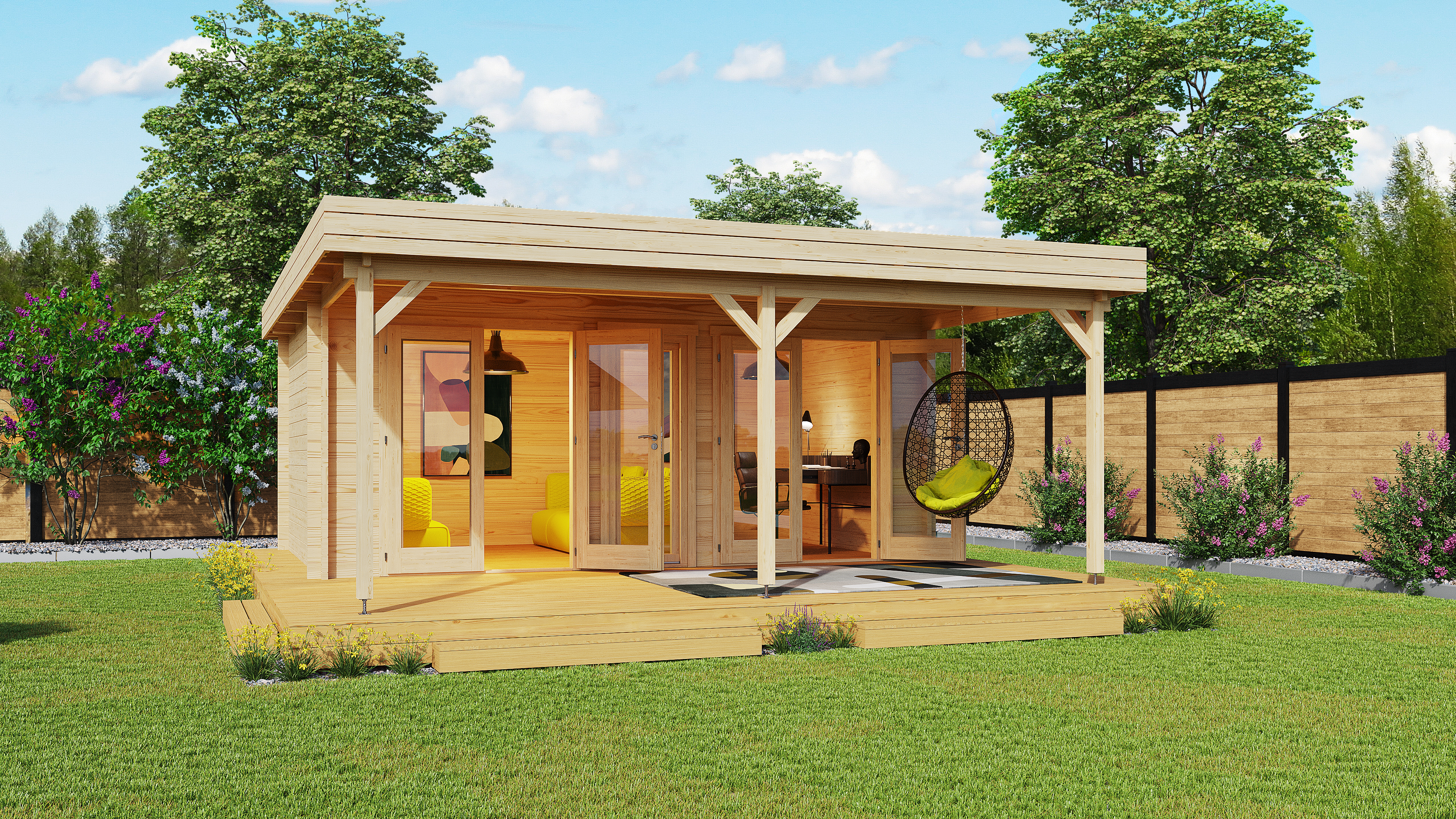 26 % reduziert! Fjordholz Gartenlounge Modell Rose 70 6x5m