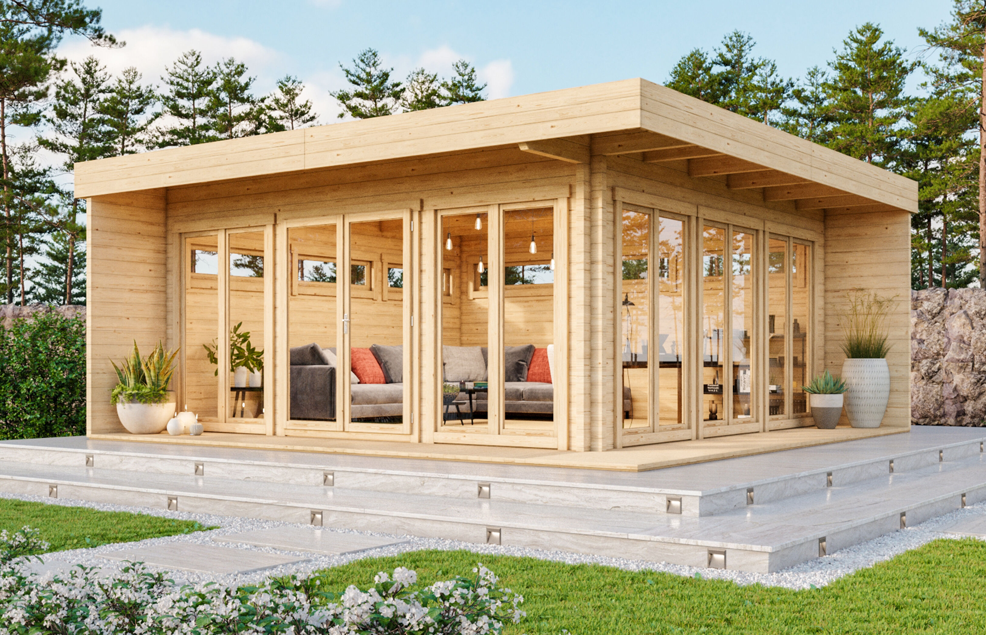 26 % reduziert! Fjordholz Gartenlounge Modell Mila 70 6x6m