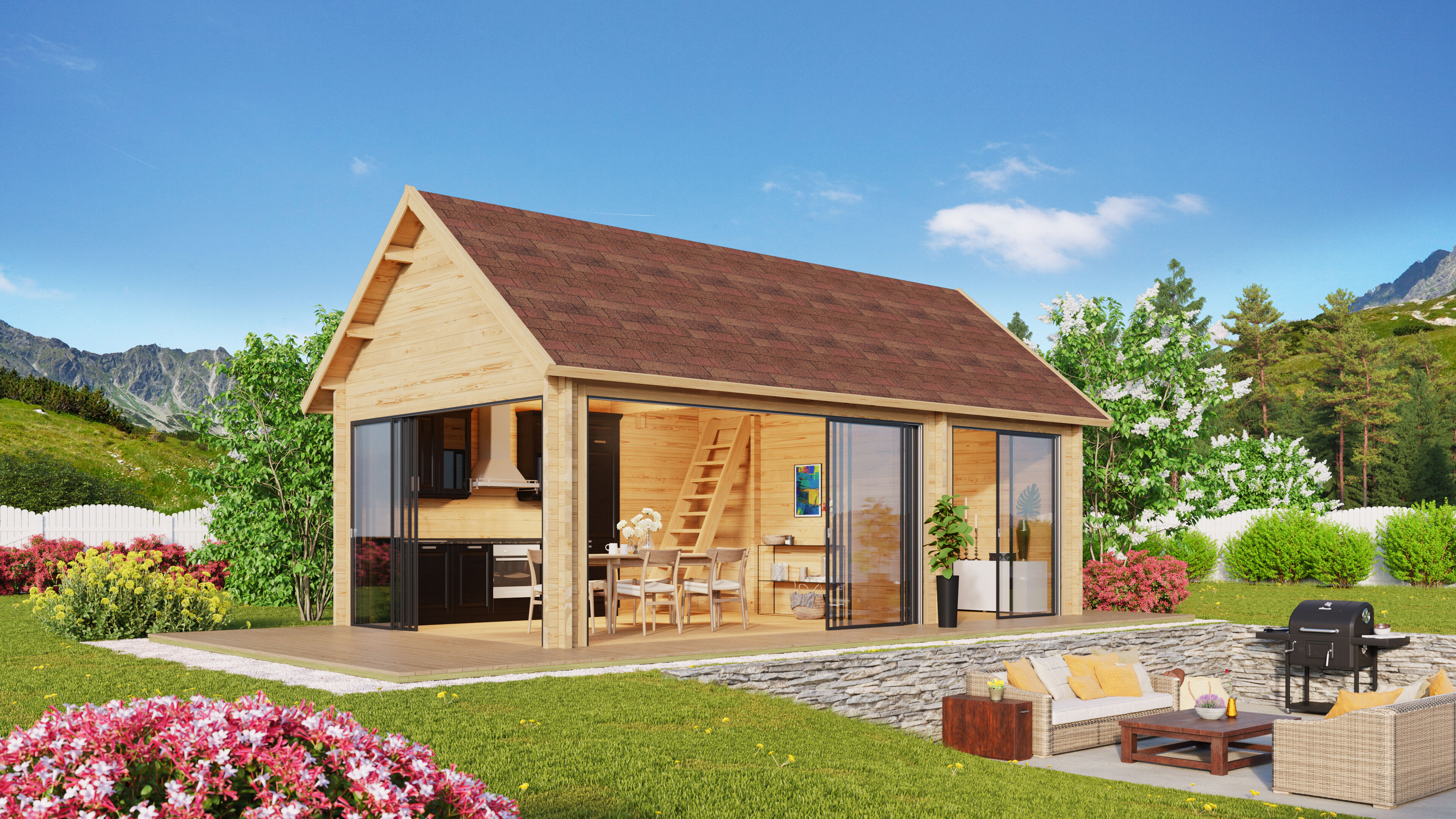 26 % reduziert! Fjordholz Holzferienhaus Lounge Marek 8x5m